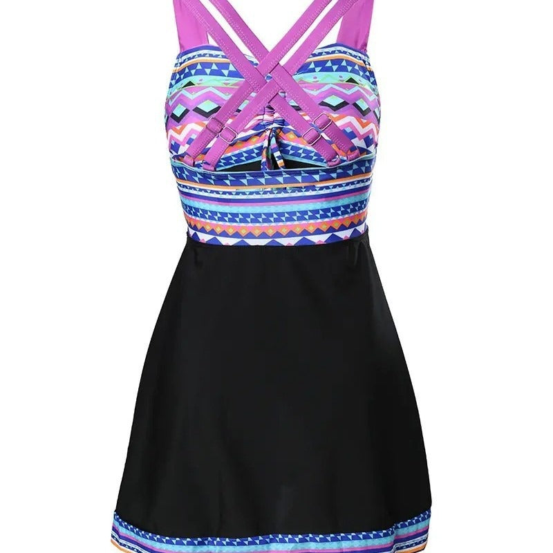 Gladys Patterned Swim Dress Set