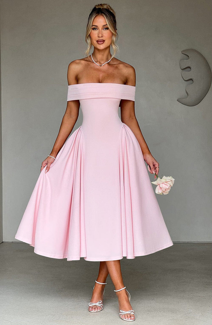 Rosamonde Off Shoulder Flared Midi Dress