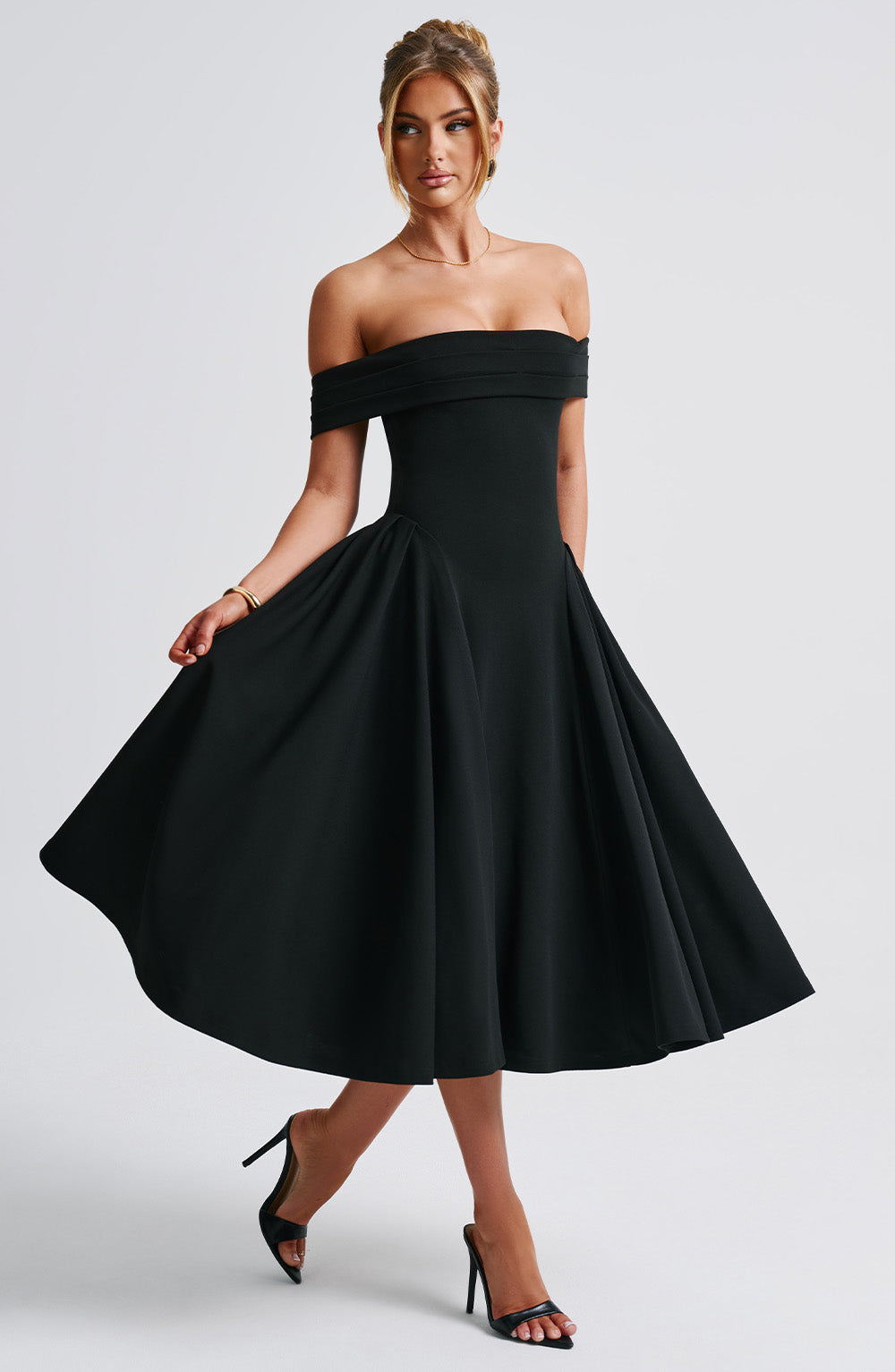 Rosamonde Off Shoulder Flared Midi Dress