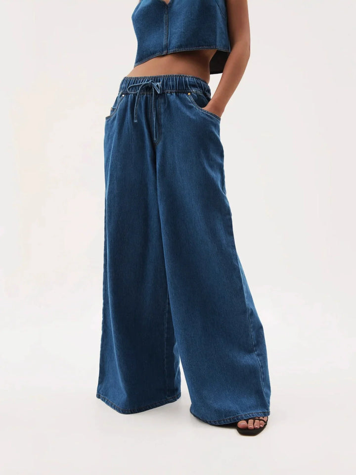 Auren Drawstring Wide-Leg Jeans