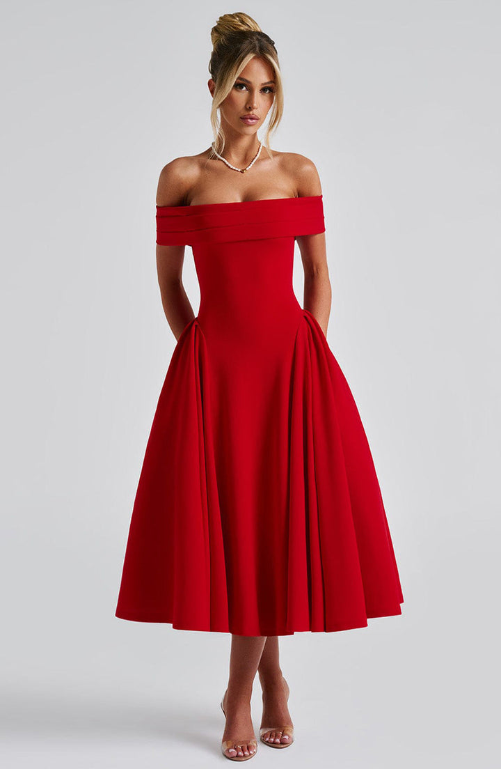 Rosamonde Off Shoulder Flared Midi Dress