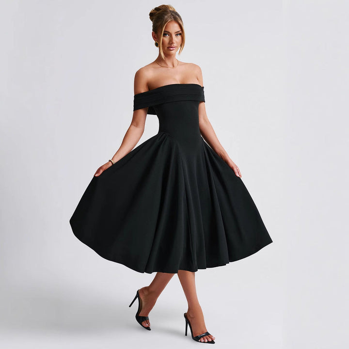 Rosamonde Off Shoulder Flared Midi Dress