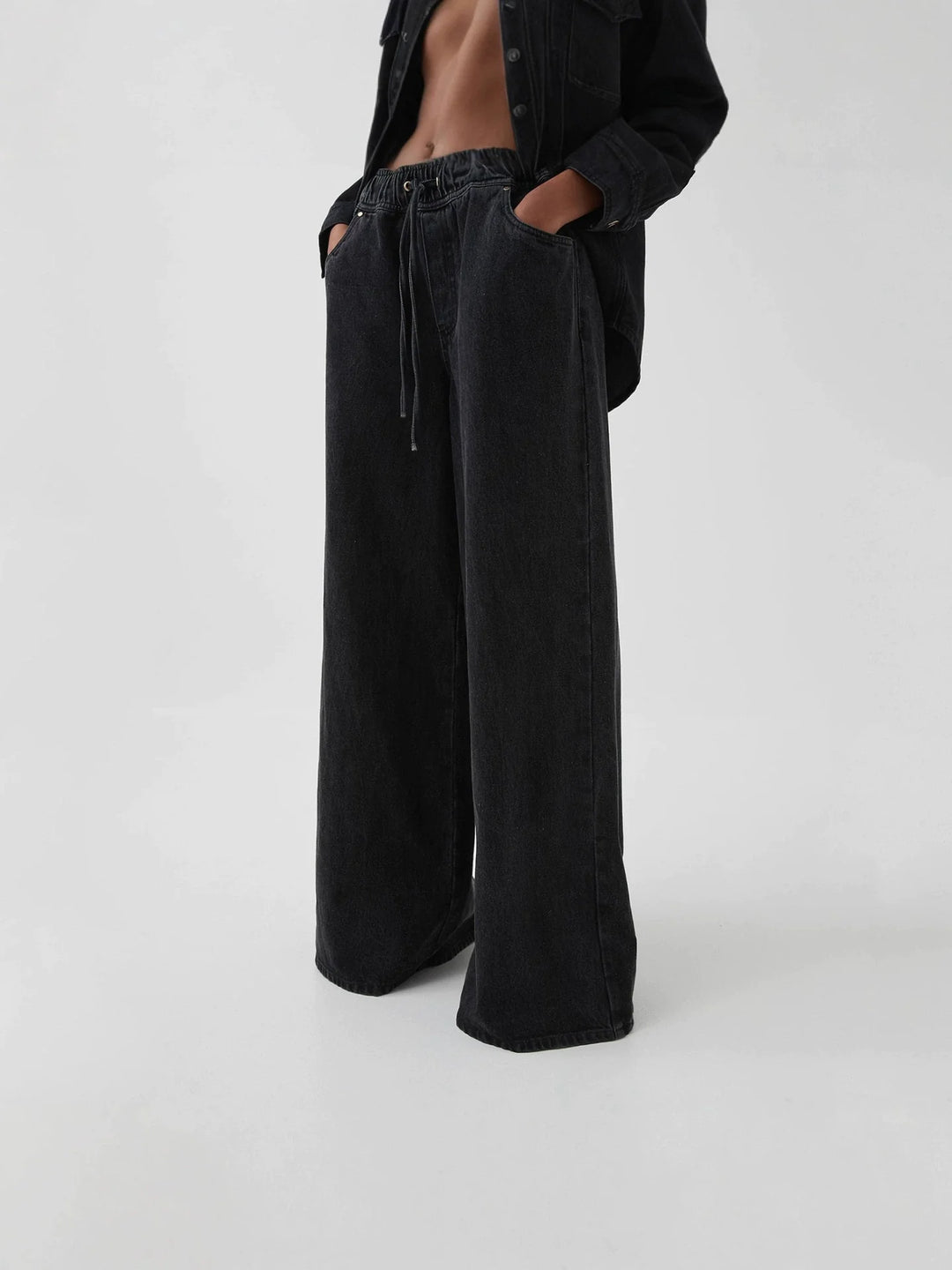 Auren Drawstring Wide-Leg Jeans