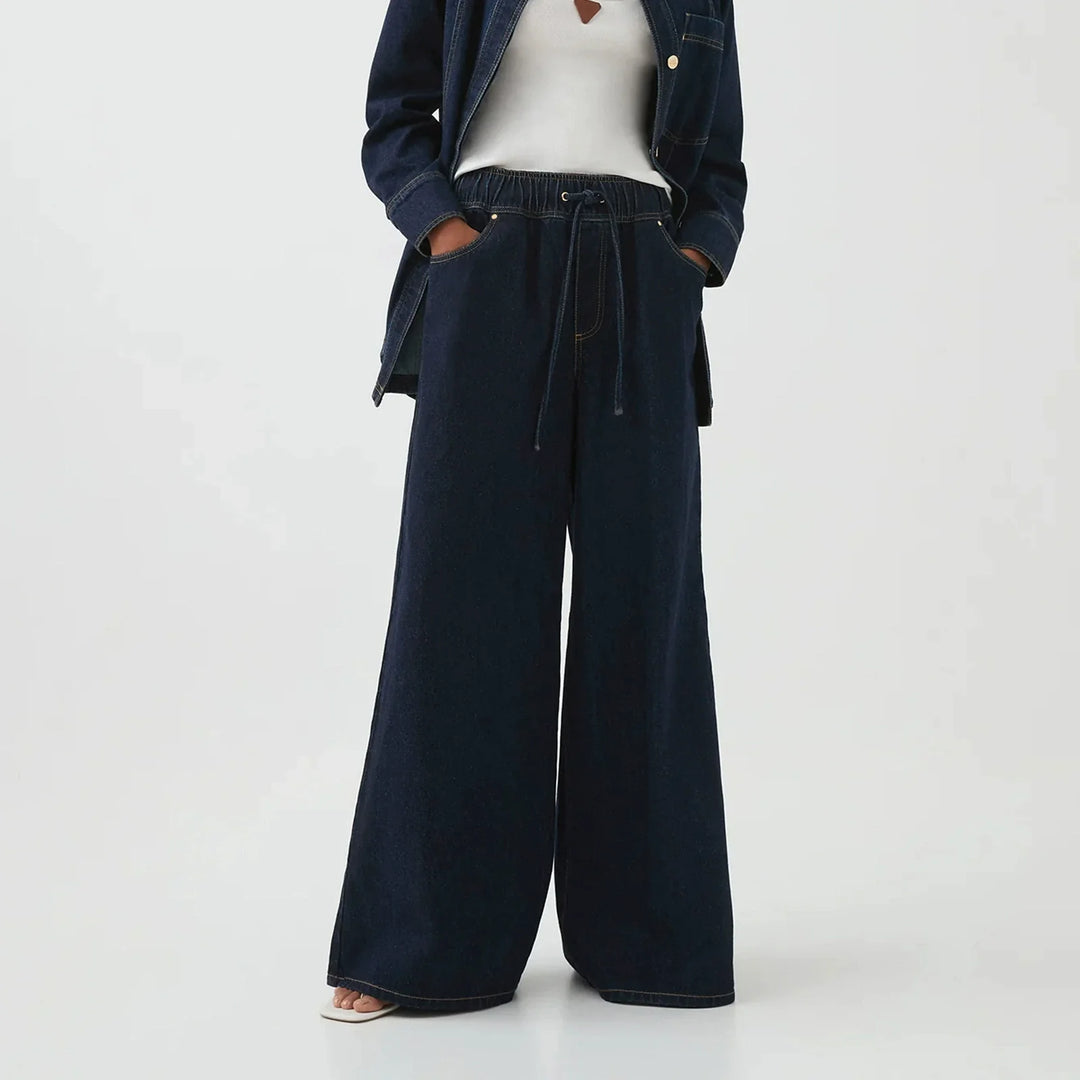 Auren Drawstring Wide-Leg Jeans