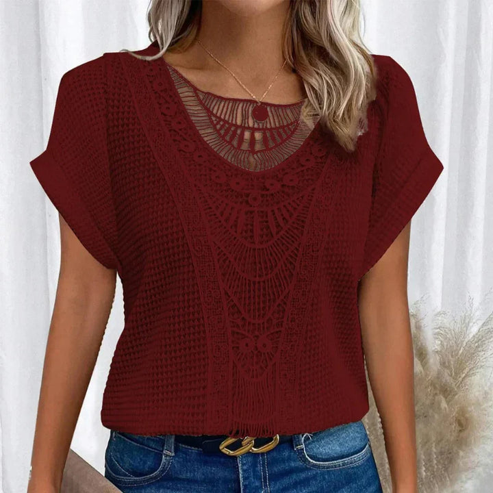 Rosa Lace Trim Round Neck Top