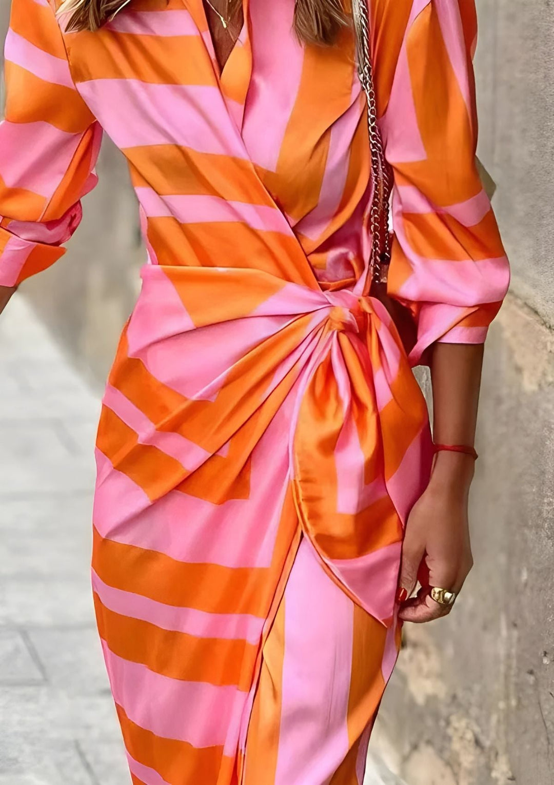 Elowen Striped Wrap Dress