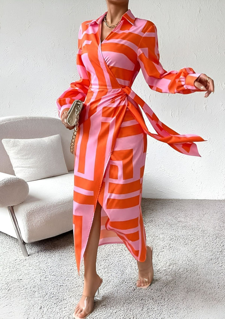 Elowen Striped Wrap Dress
