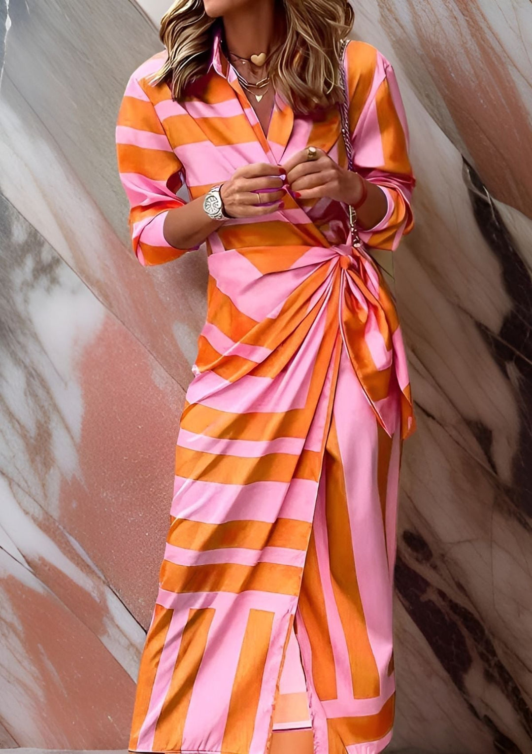 Elowen Striped Wrap Dress