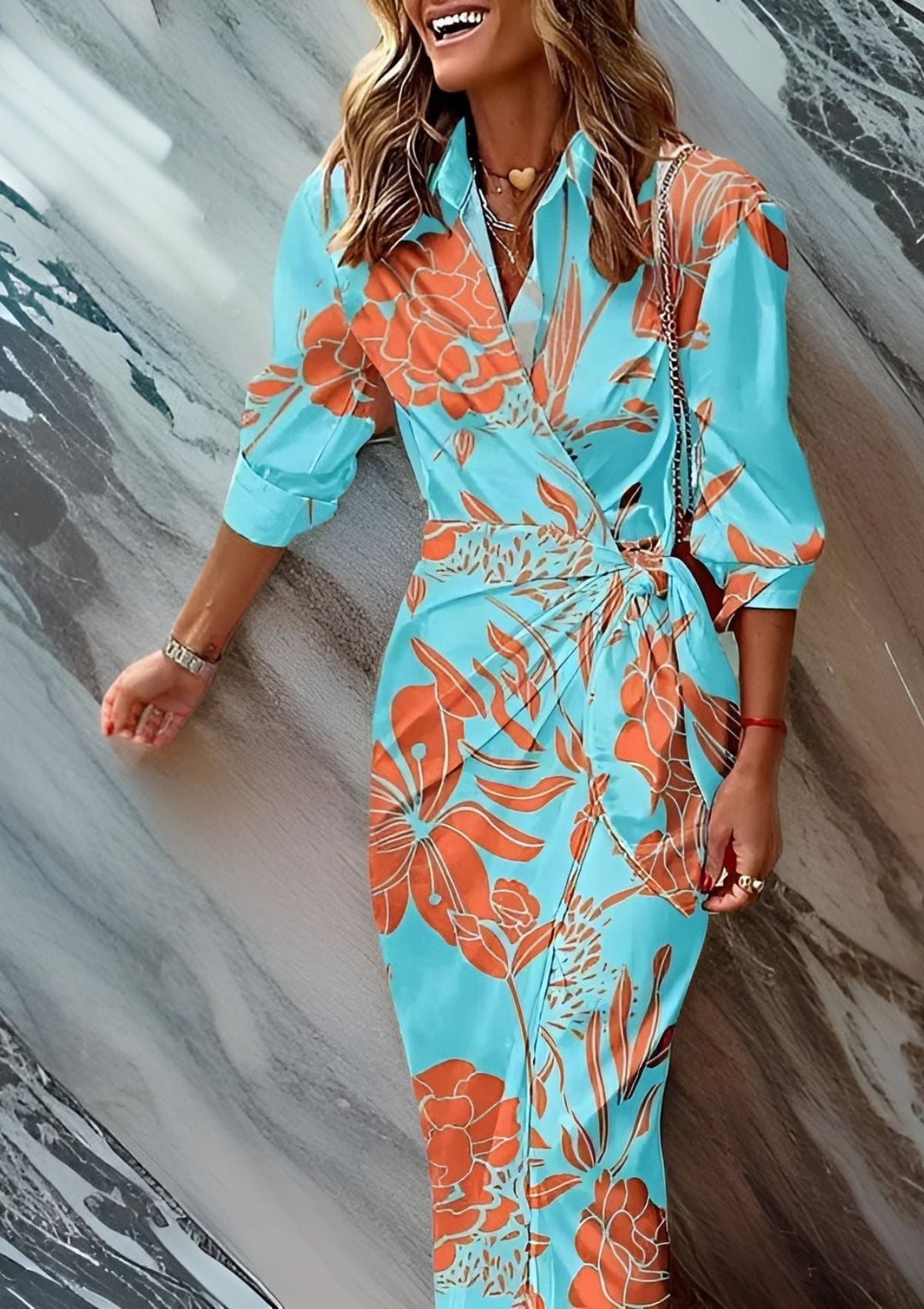 Elowen Striped Wrap Dress