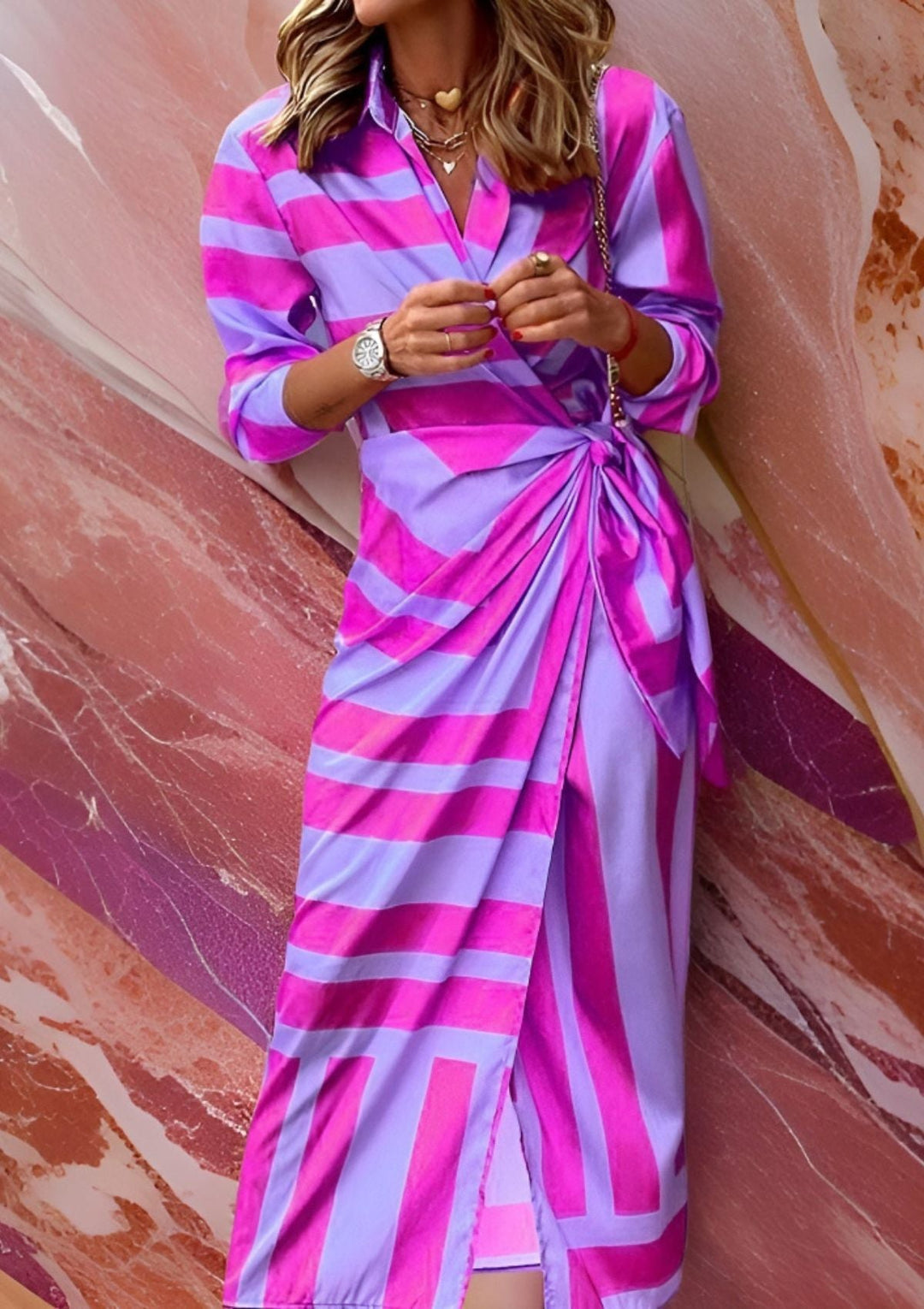 Elowen Striped Wrap Dress