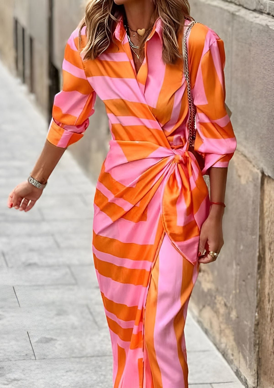 Elowen Striped Wrap Dress