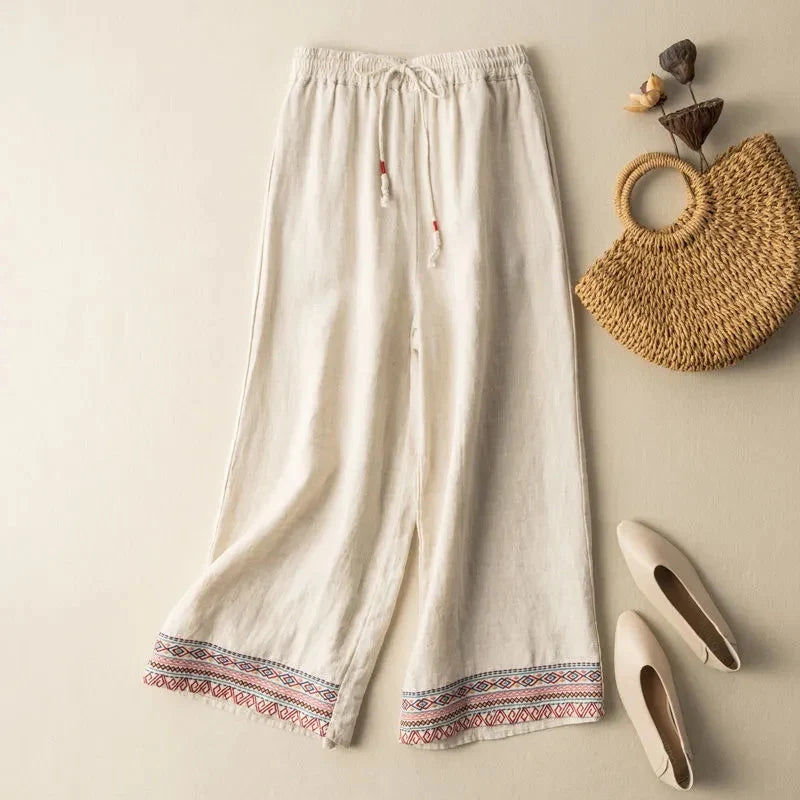 Selene Embroidered Wide Leg Pants