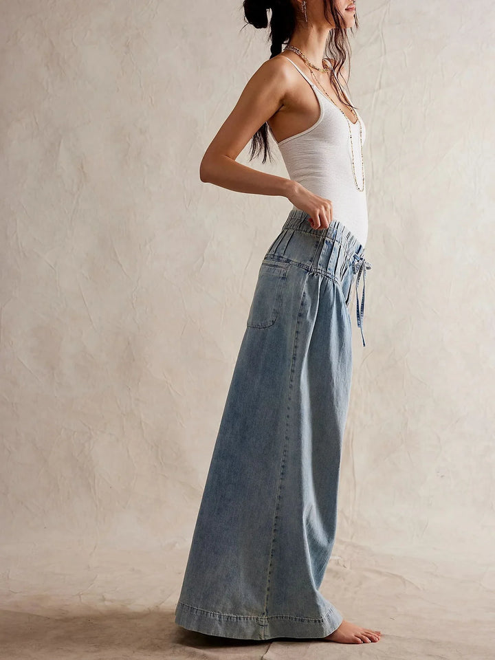 Aria Pull-On Chambray Jeans