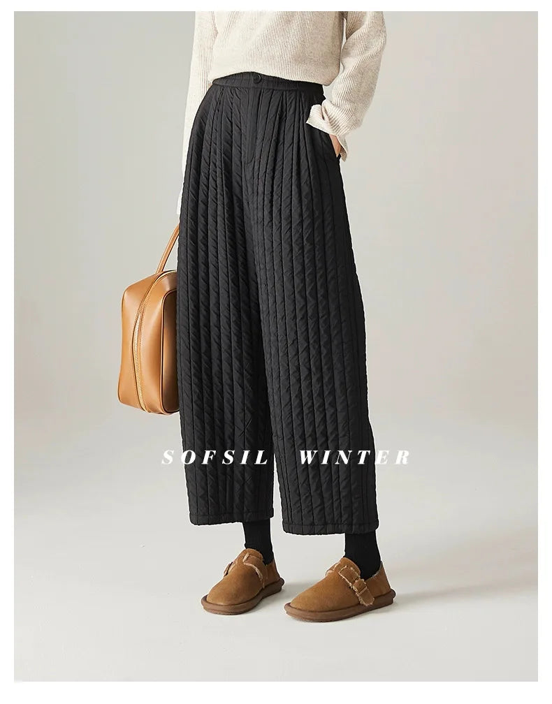 Daria Quilted Wide-Leg Pants