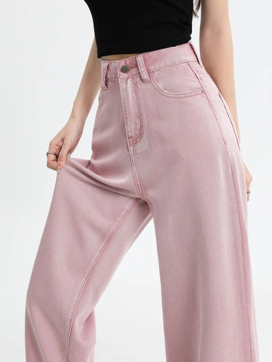 Rosalie Pink Wide-Leg Denim Jeans