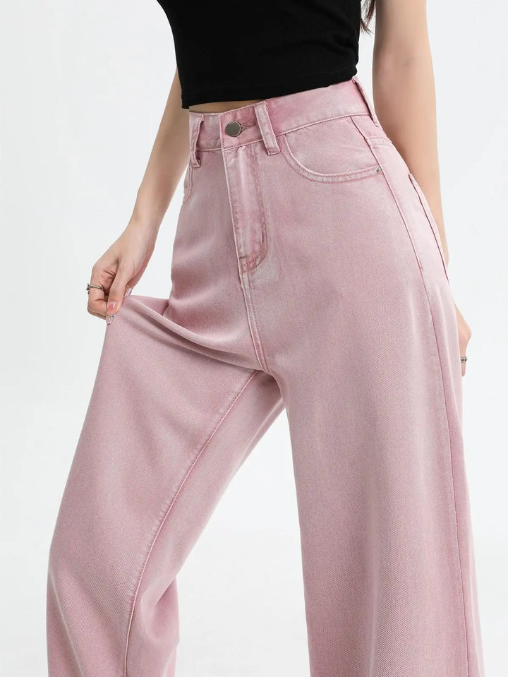 Rosalie Pink Wide-Leg Denim Jeans