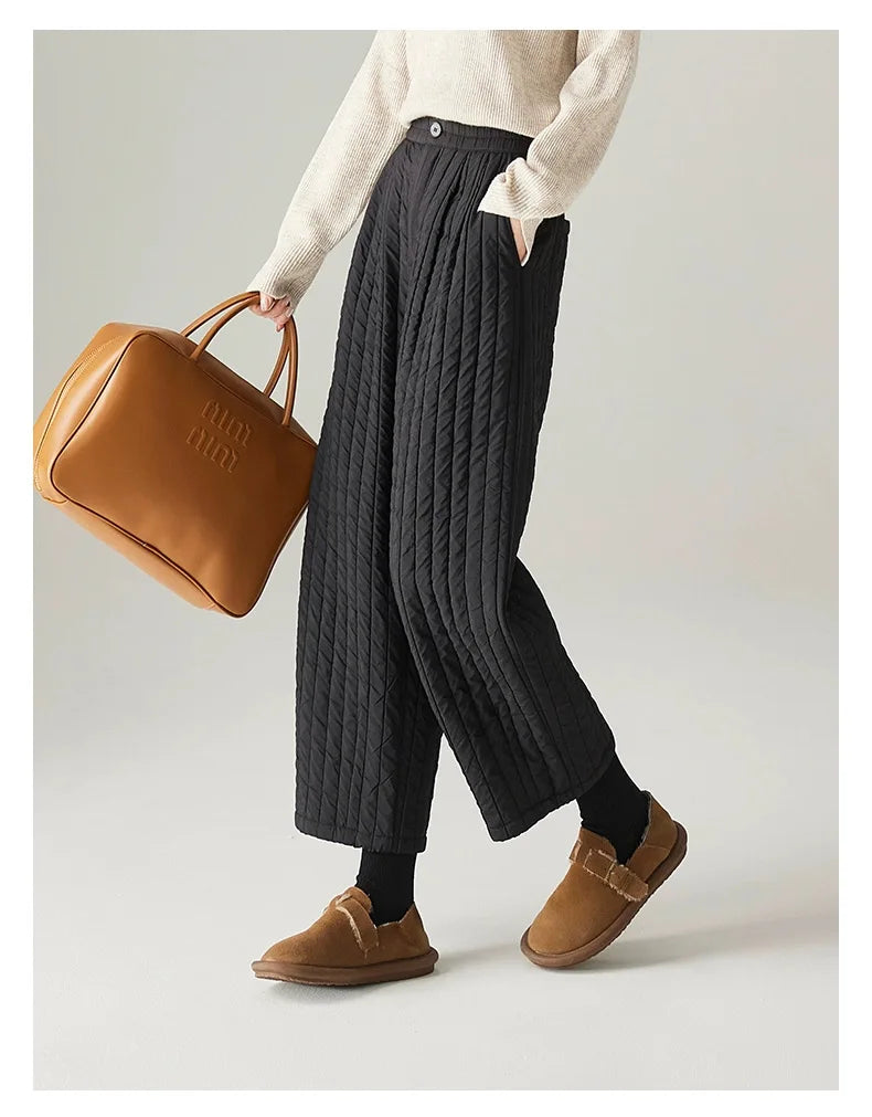 Daria Quilted Wide-Leg Pants