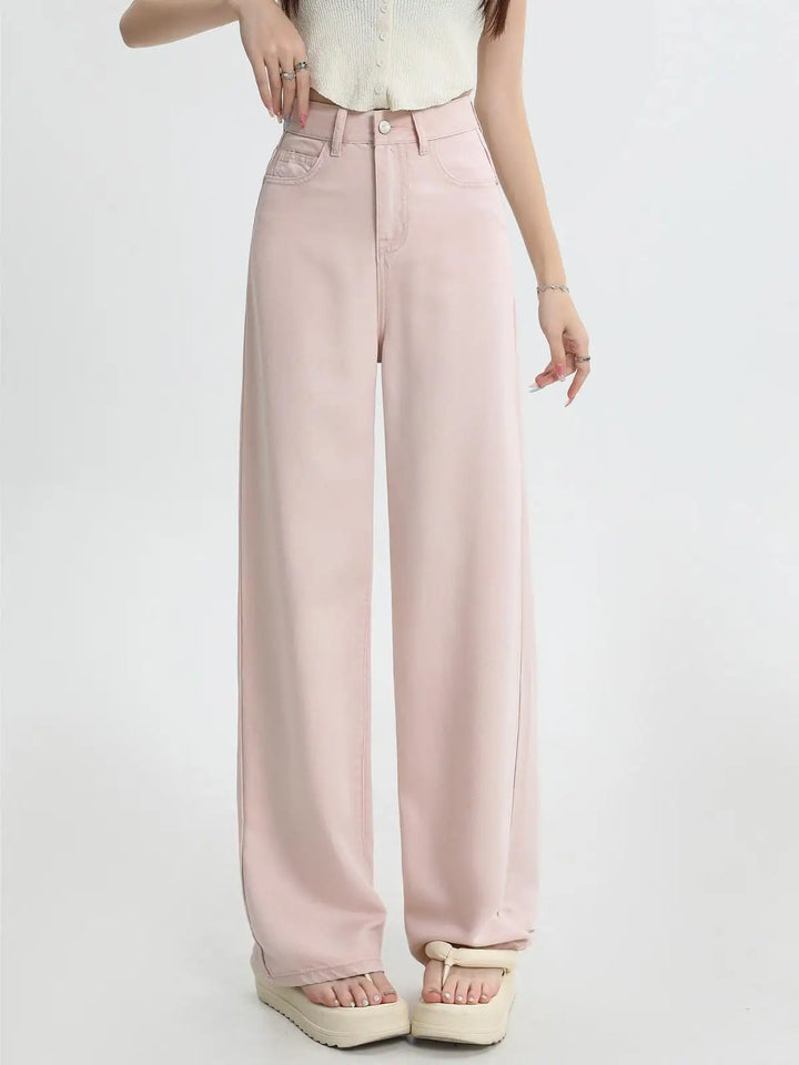 Rosalie Pink Wide-Leg Denim Jeans