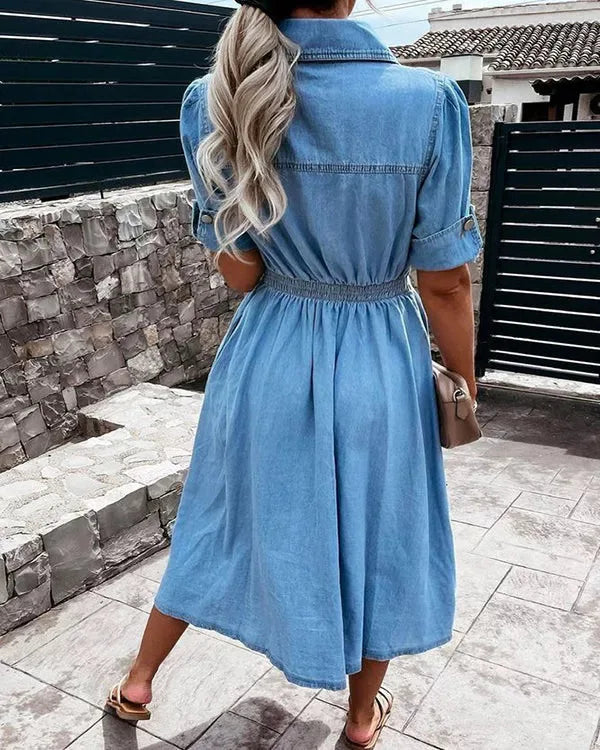 Sorelle Button-Front Denim Dress