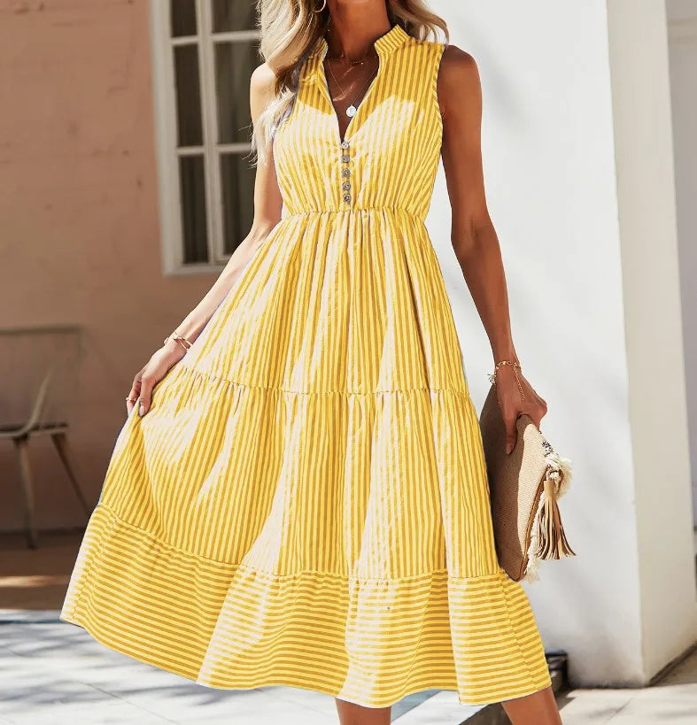 Celine Striped Tiered Summer Dress