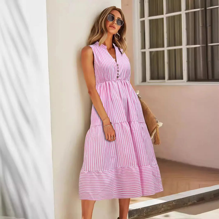Celine Striped Tiered Summer Dress