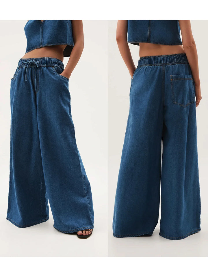 Auren Drawstring Wide-Leg Jeans