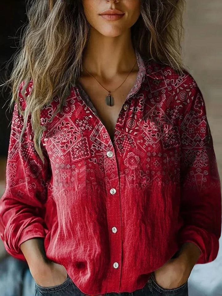 Amara Vintage Floral Print Long-Sleeve Button-Down Shirt