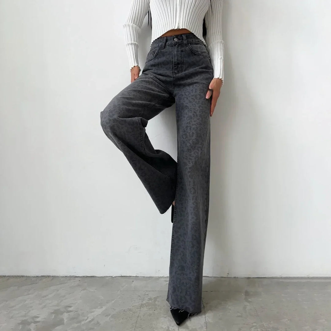Noémi Leopard Straight-Leg Jeans