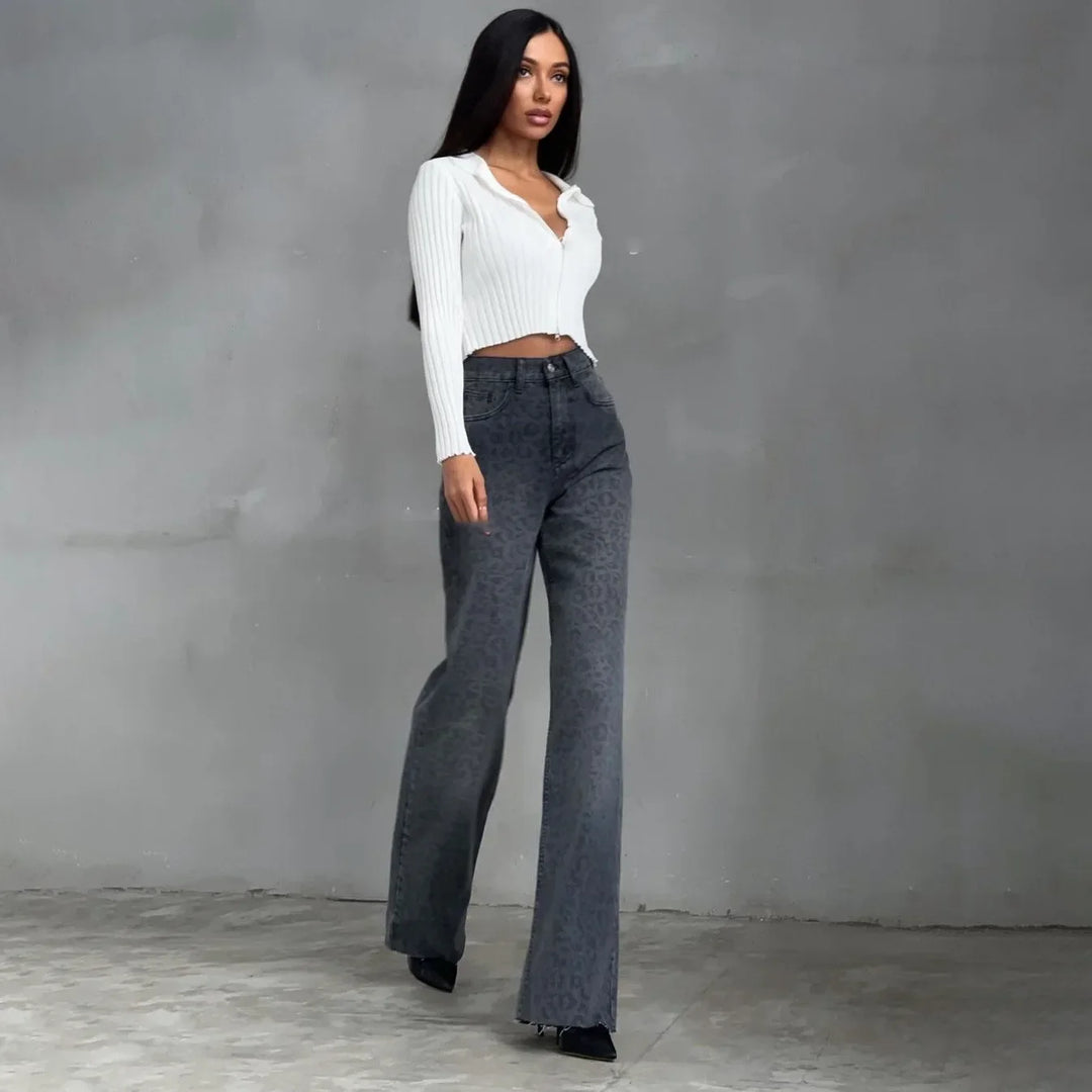 Noémi Leopard Straight-Leg Jeans