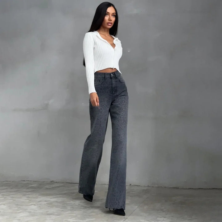 Noémi Leopard Straight-Leg Jeans