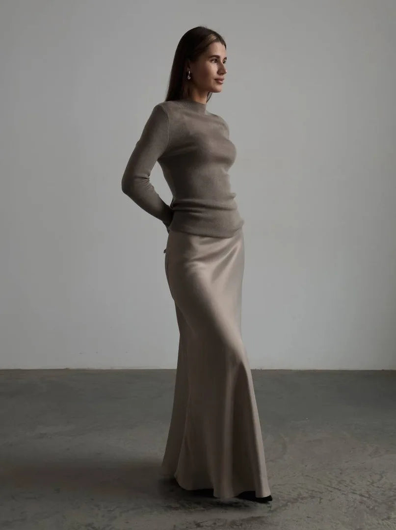 Seraphine Satin Fishtail Maxi Skirt
