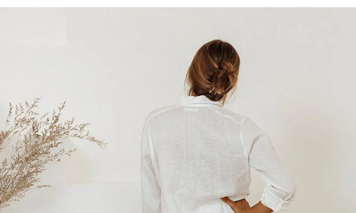 Ruffle Waist Linen Wide Leg Pants