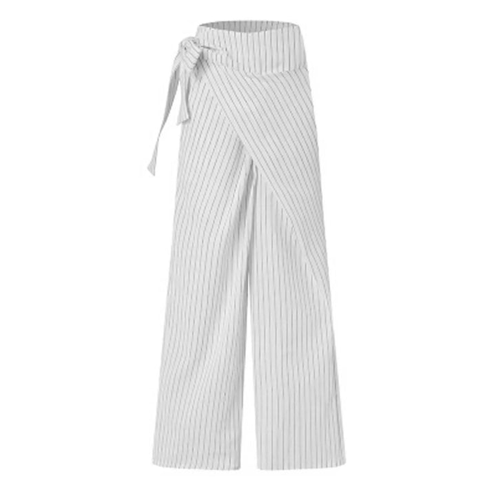 Elara Pinstripe Wrap Cotton Pants