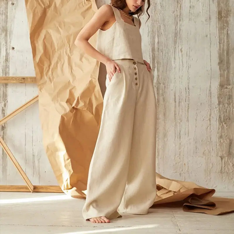 Solène Cotton Wide-Leg Everyday Pants