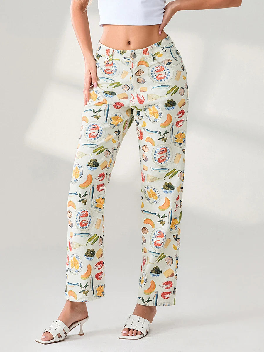 Sorella Market Print Straight-Leg Jeans