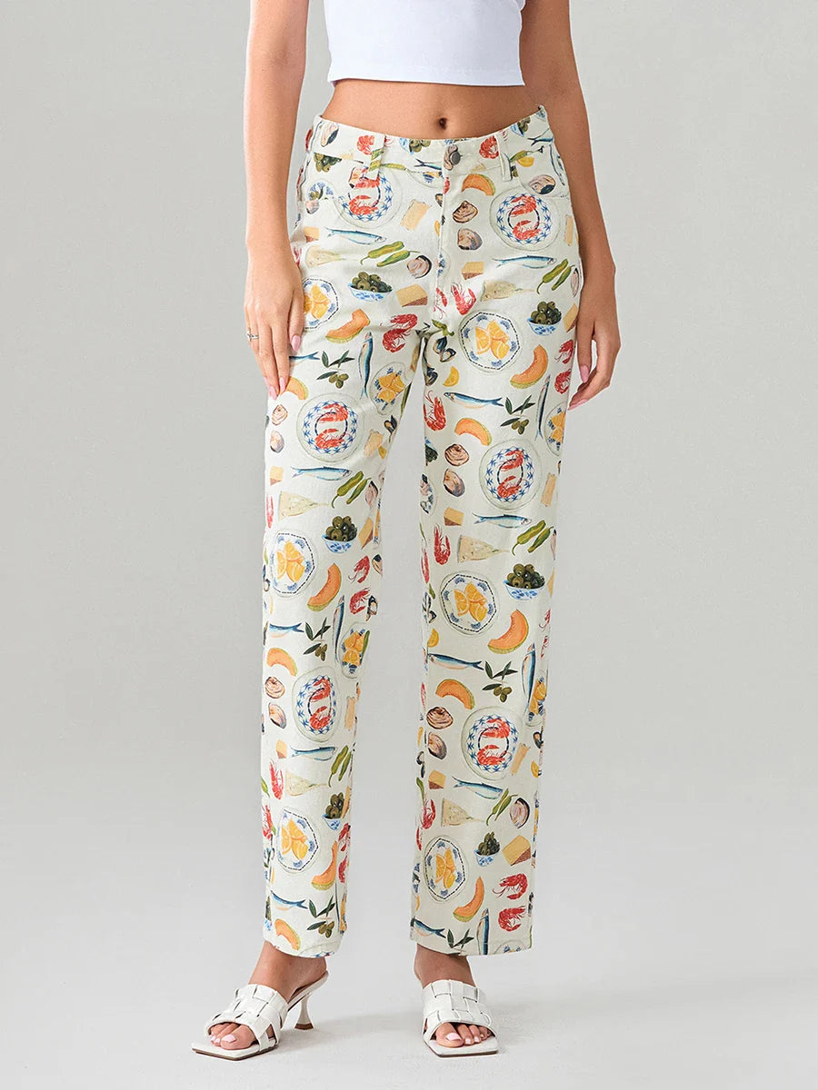 Sorella Market Print Straight-Leg Jeans