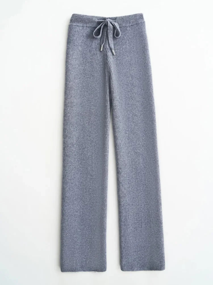 Elara Wool Knitted Wide Leg Pants