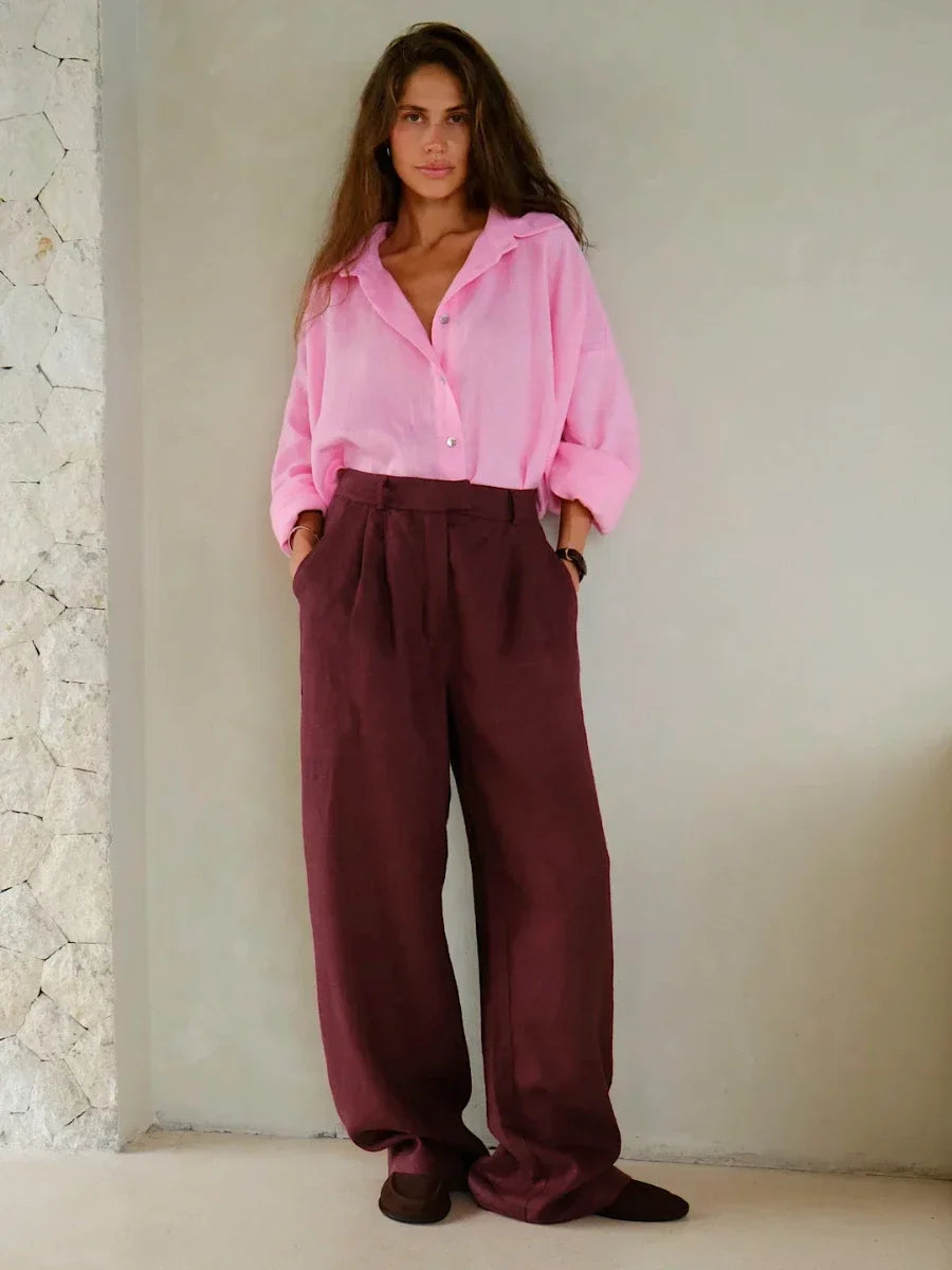 Arden Linen Wide-Leg Trousers