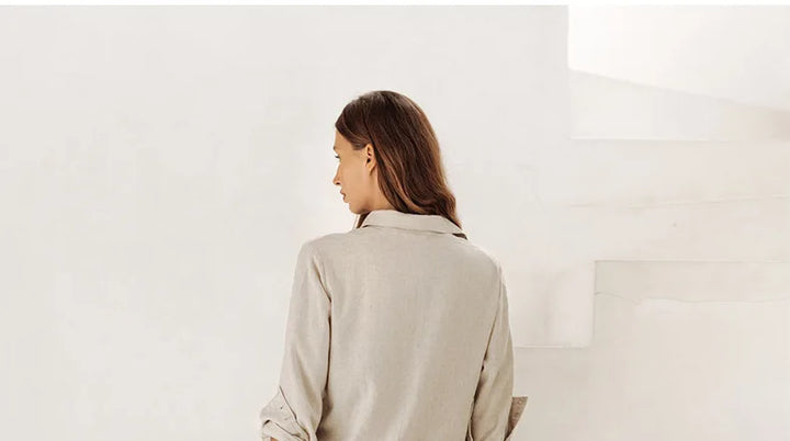 Ruffle Waist Linen Wide Leg Pants
