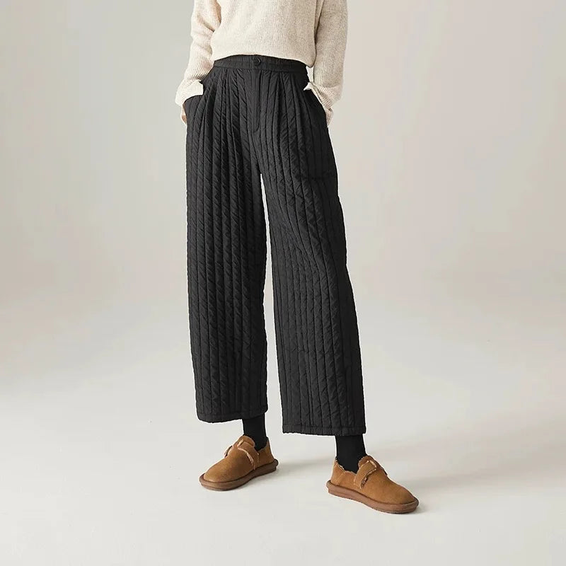 Daria Quilted Wide-Leg Pants