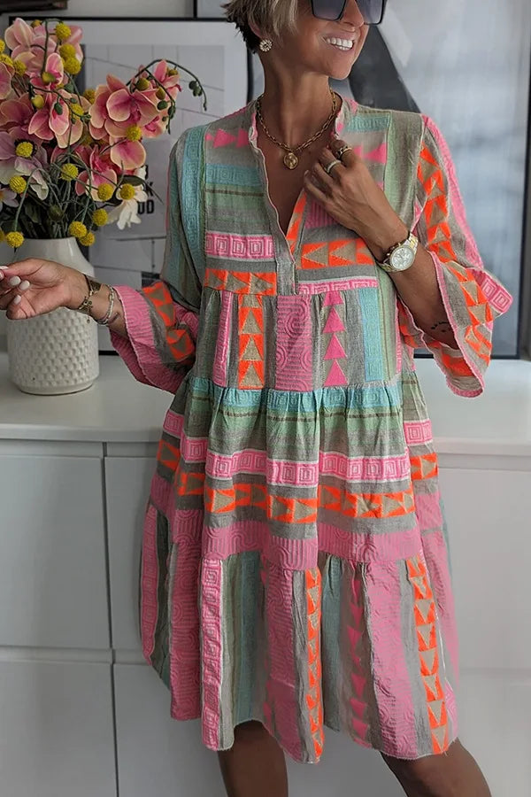 Lissie Printed A Line Spring Dress