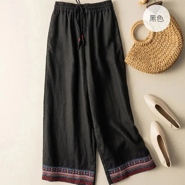 Selene Embroidered Wide Leg Pants