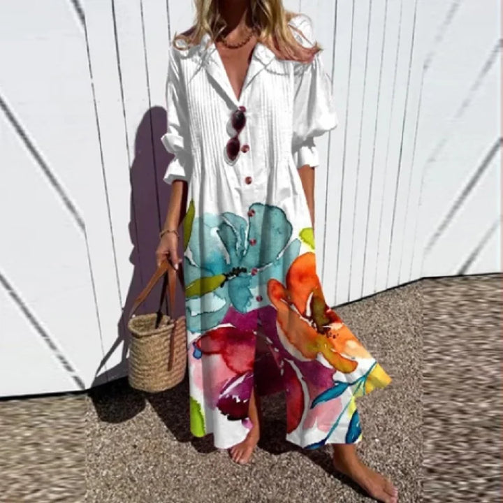 Fleuria Bohemian Print Maxi Dress