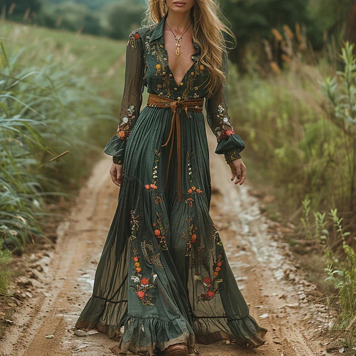 Selvara Bohemian Floral Maxi Dress