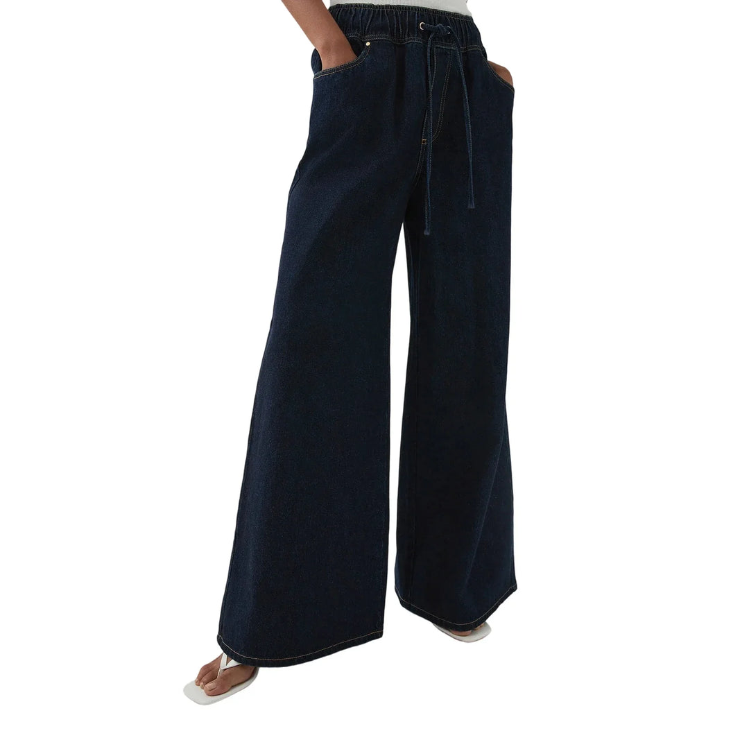Auren Drawstring Wide-Leg Jeans
