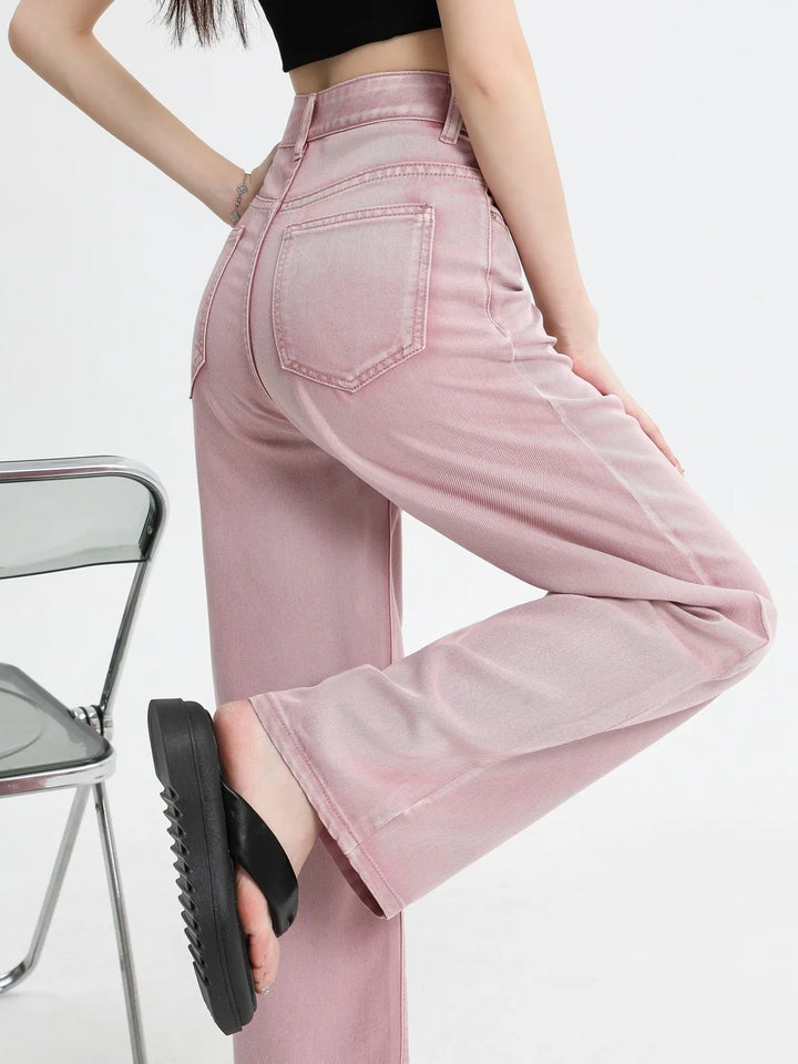 Rosalie Pink Wide-Leg Denim Jeans