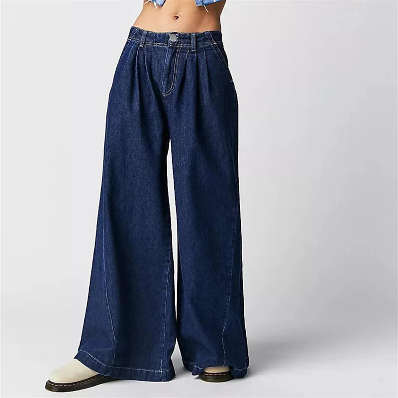 Vesper Pleated Wide-Lise Jeans
