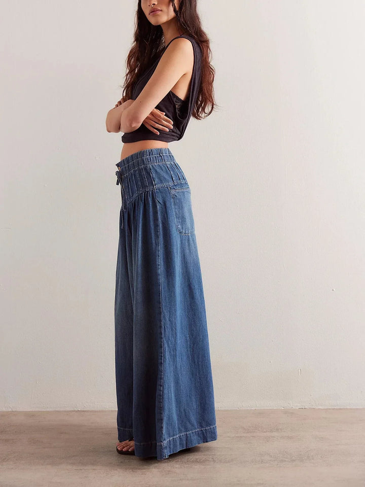 Aria Pull-On Chambray Jeans