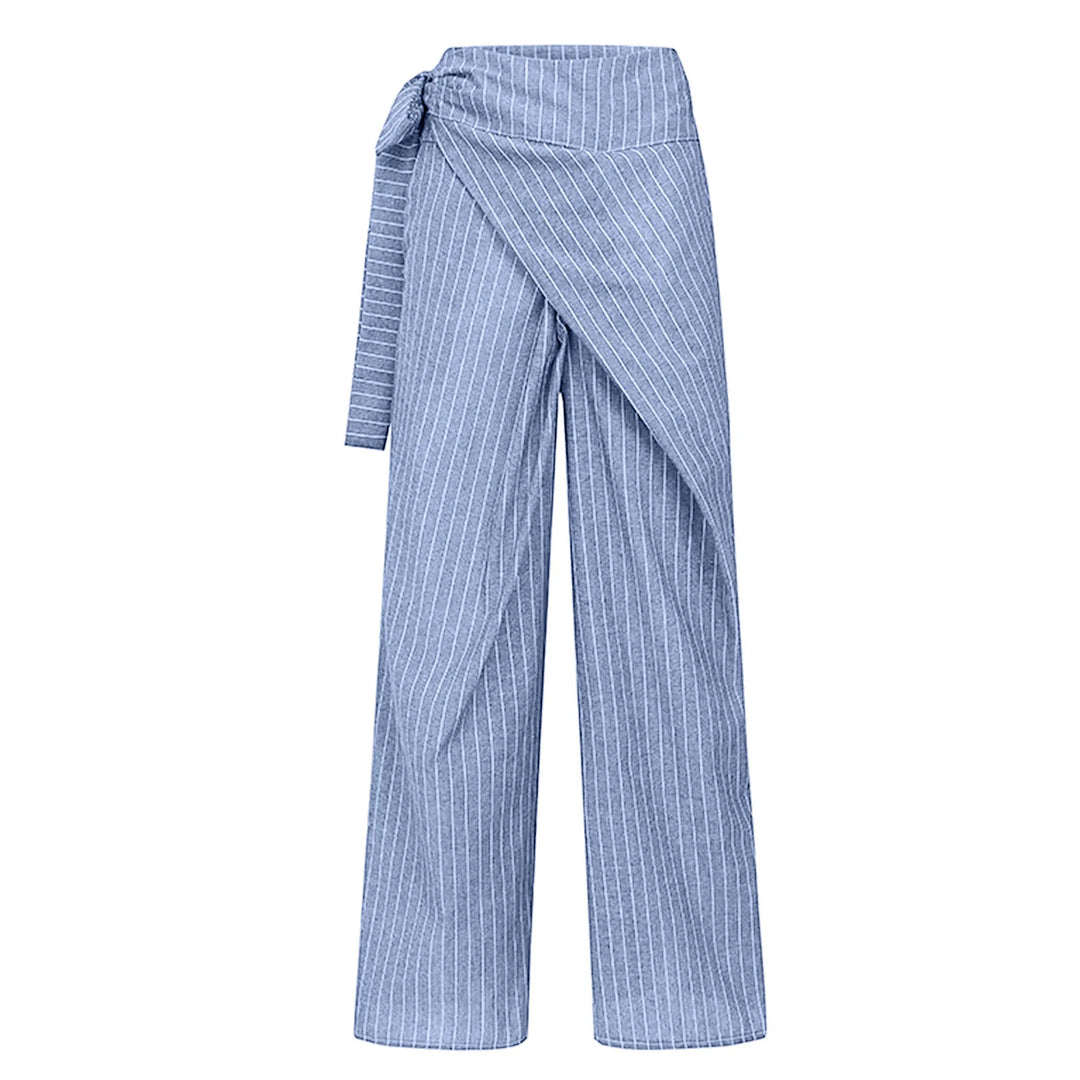 Elara Pinstripe Wrap Cotton Pants