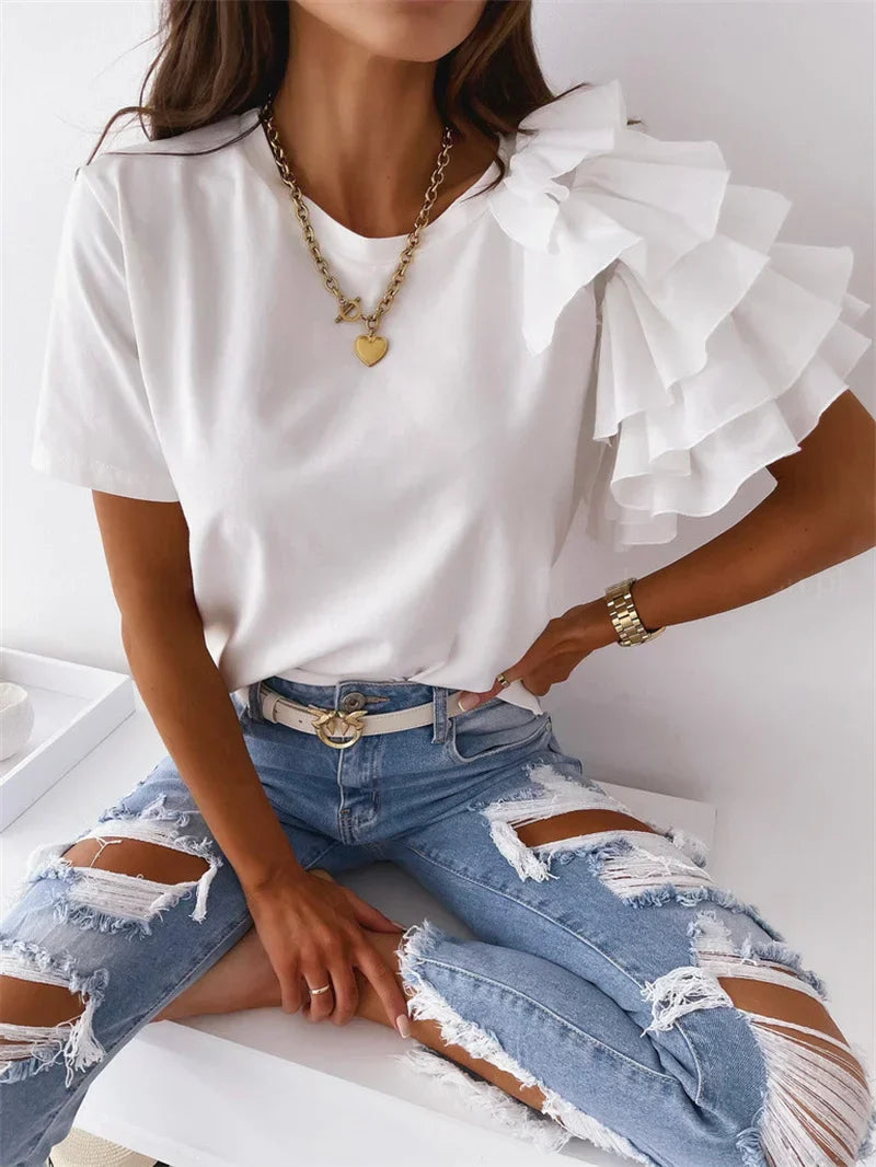 Anna Ruffle Sleeve Statement Top